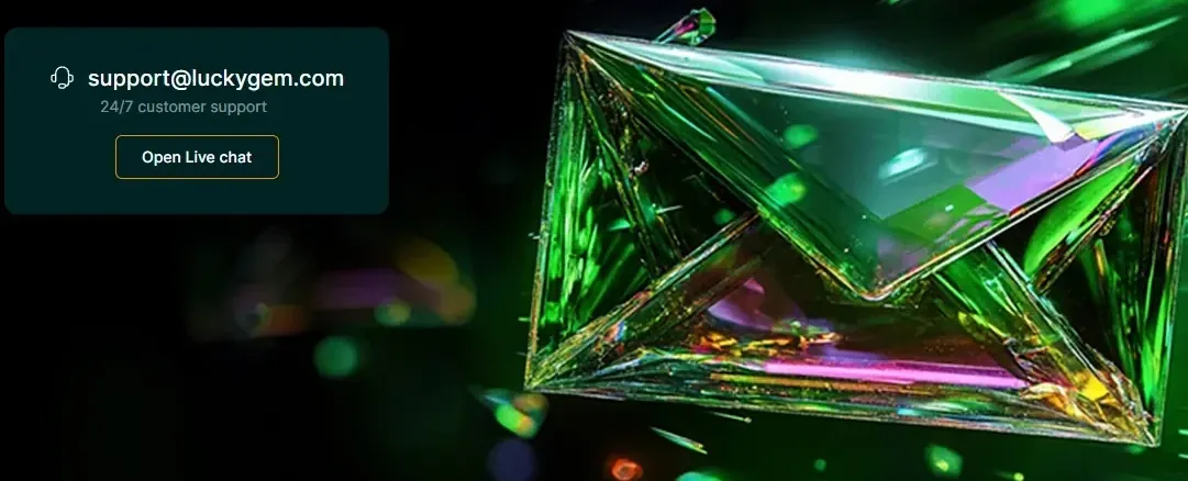 Klantenservice Luckygem bereikbaarheid via 24 uur live chat e-mail en talen